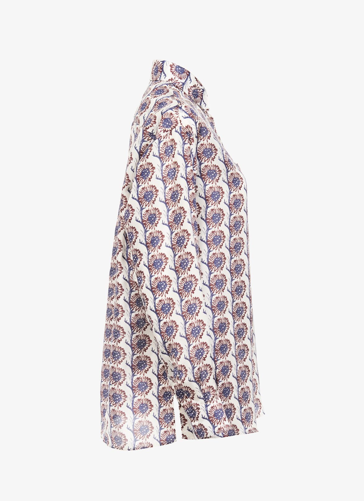 Wide printed habotai silk shirt  ALAÏA BLANC/MARRON WIDE PRINTED HABOTAI SILK SHIRT